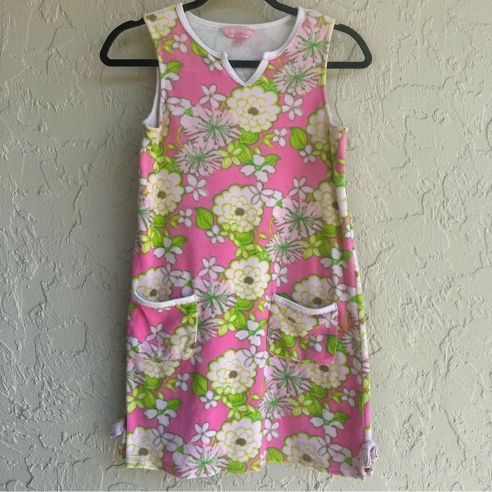 LILLY PULITZER Terry Cover Up Girls XL 12-14‎ Floral Sleeveless Pullover